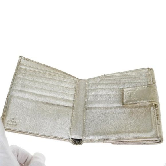 Gucci Silver Guccissima Print Leather With Goldtone Hardware Wallet - Picture 6 of 7